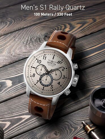 Invicta Men's S1"Rally" Stainless Steel Chronograph Watch with Brown Leather Band in Saudi Arabia