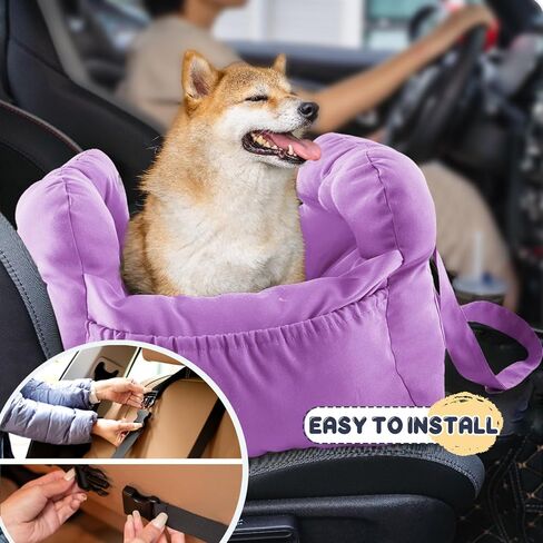 Dog Car Seat for Small Dogs, Portable Puppy Car Seat of Easy Installation, Fashionable Pet Carrier Bag with Large Pockets, Machine Washable Dog Booster Seat (Black) in Kuwait