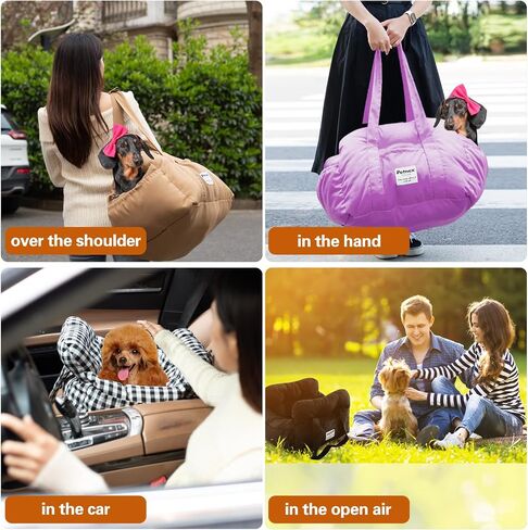 Dog Car Seat for Small Dogs, Portable Puppy Car Seat of Easy Installation, Fashionable Pet Carrier Bag with Large Pockets, Machine Washable Dog Booster Seat (Black) in Kuwait