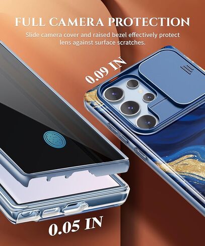 حافظة GVIEWIN لهاتف Samsung Galaxy S23 Ultra مع غطاء كاميرا منزلق، [واقي شاشة مدمج] [إطاران أماميان] مقاوم للصدمات من الدرجة العسكرية، حافظة هاتف واقية من الرخام مقاس 6.8 بوصة، رمل سريع/أرجواني in Kuwait