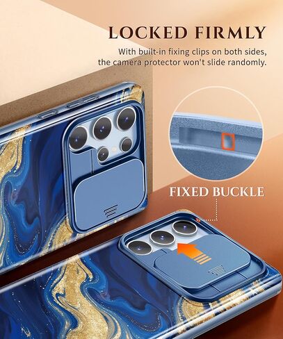 حافظة GVIEWIN لهاتف Samsung Galaxy S23 Ultra مع غطاء كاميرا منزلق، [واقي شاشة مدمج] [إطاران أماميان] مقاوم للصدمات من الدرجة العسكرية، حافظة هاتف واقية من الرخام مقاس 6.8 بوصة، رمل سريع/أرجواني in Kuwait