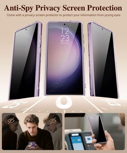 حافظة GVIEWIN لهاتف Samsung Galaxy S23 Ultra مع غطاء كاميرا منزلق، [واقي شاشة مدمج] [إطاران أماميان] مقاوم للصدمات من الدرجة العسكرية، حافظة هاتف واقية من الرخام مقاس 6.8 بوصة، رمل سريع/أرجواني in Kuwait