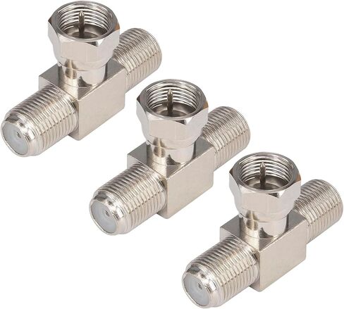 Kaunosta F Type Splitter 3 Way Coaxial Connectors Male to Female RG6 Splitter Combiner T-Shape F to Dual Coax Adapter for Satellite TV MATV CCTV and Related Consumer Television Products 2PCS in Kuwait
