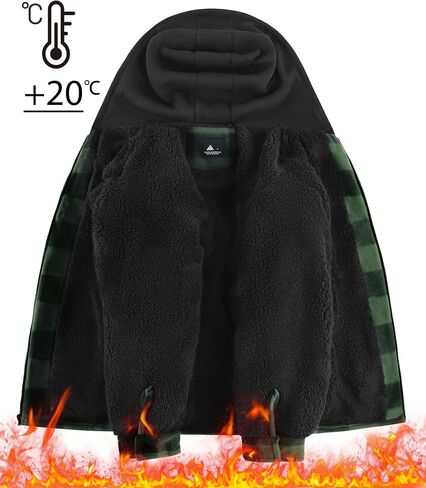Zity Boys Flannel Shirt Jacket Fleece Sherpa مبطن من منقوشة السترات للجنسين معطف كامل zip Hoodie Girls Winter Outwear 6-15 in Saudi Arabia