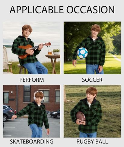 Zity Boys Flannel Shirt Jacket Fleece Sherpa مبطن من منقوشة السترات للجنسين معطف كامل zip Hoodie Girls Winter Outwear 6-15 in Saudi Arabia