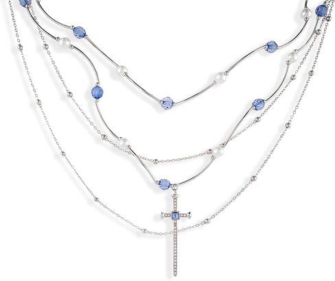 Buyongwant Cross Necklace Y2k Irregular Double layered Layered Diamond Set Zircon Trend Hip Hop Fashion Vintage Pendant Black in Saudi Arabia