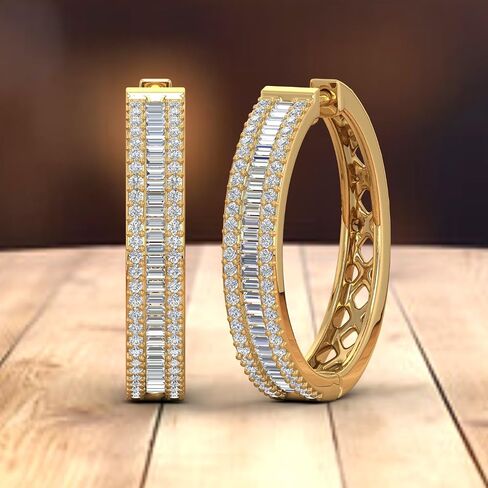 1 Carat Diamond Hoop & Huggies Earrings in 10K Gold in Saudi Arabia