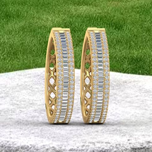 1 Carat Diamond Hoop & Huggies Earrings in 10K Gold in Saudi Arabia