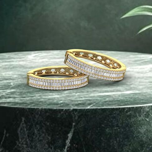 1 Carat Diamond Hoop & Huggies Earrings in 10K Gold in Saudi Arabia