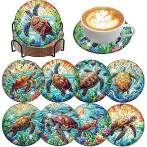 8 PCS Cow Diamond Art Coasters, Diamond Painting Coasters Kits with Holder, Highland Cow DIY Coaster for Adult Beginners, Diamonds Art Crafts Supplies in Kuwait