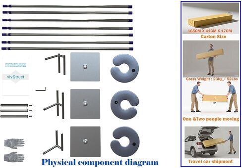 Adjustable Heavy Duty Portable 10FT X 50FT Pipe and Drape Backdrop Kit Quick Set Up Easy for Wedding&Party&Event&Photography&Show&Display (No Drape), But Not for Flower Walls/TVs/Heavy Items in Saudi Arabia