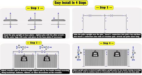 Adjustable Heavy Duty Portable 10FT X 50FT Pipe and Drape Backdrop Kit Quick Set Up Easy for Wedding&Party&Event&Photography&Show&Display (No Drape), But Not for Flower Walls/TVs/Heavy Items in Saudi Arabia