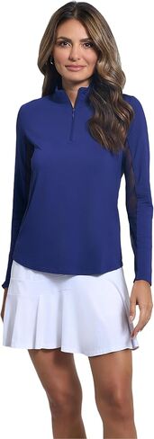 IBKUL Athletic Wear واقي من الشمس UPF 50+ Icefil Cooling Tech بأكمام طويلة وهمية الرقبة مع شبكة تحت الذراع 8000 in Saudi Arabia