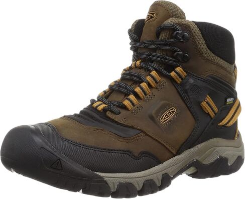 KEEN Men's Ridge Flex Mid Height Waterproof Hiking Boots, Bison/Golden Brown, 11 Wide in Saudi Arabia