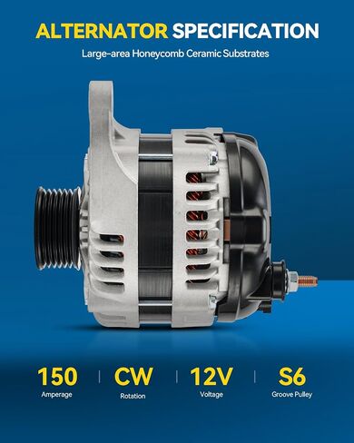 PHILTOP Alternator Compatible with Dodge Journey 2009-2010 3.5L High Amp Alternators Replace 11401N 12V 150Amp CW S6 6-Groove Pulley in Saudi Arabia