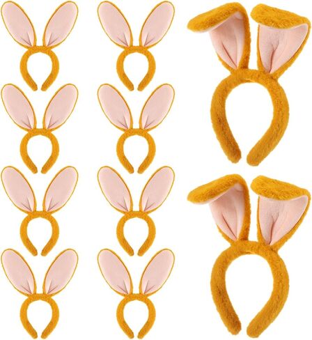 10 Pcs Easter Bunny Ears Headband Plush Easter Bunny Headband Fluffy Rabbit Ears Hairband Gifts for Kids Adults Easter Halloween Birthday Party Cosplay Costume Accessories (Gray) in Saudi Arabia