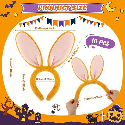 10 Pcs Easter Bunny Ears Headband Plush Easter Bunny Headband Fluffy Rabbit Ears Hairband Gifts for Kids Adults Easter Halloween Birthday Party Cosplay Costume Accessories (Gray) in Saudi Arabia