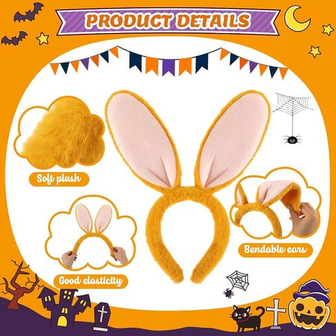 10 Pcs Easter Bunny Ears Headband Plush Easter Bunny Headband Fluffy Rabbit Ears Hairband Gifts for Kids Adults Easter Halloween Birthday Party Cosplay Costume Accessories (Gray) in Saudi Arabia