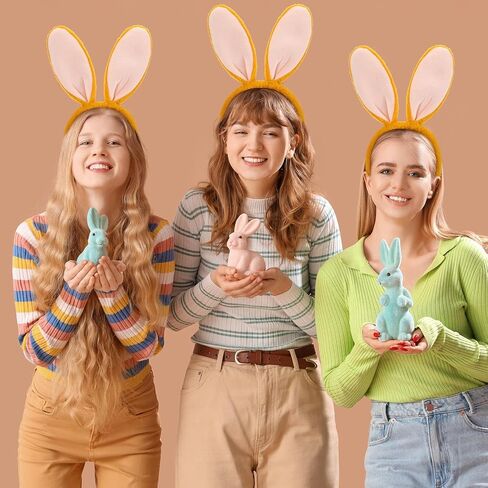 10 Pcs Easter Bunny Ears Headband Plush Easter Bunny Headband Fluffy Rabbit Ears Hairband Gifts for Kids Adults Easter Halloween Birthday Party Cosplay Costume Accessories (Gray) in Saudi Arabia