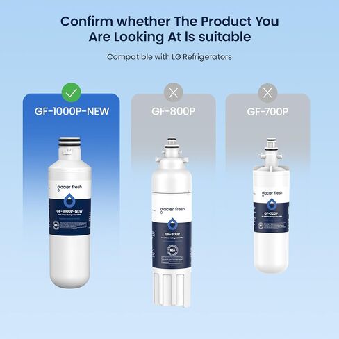 GLACIER FRESH Water Filter LT1000PC Replacement for LG Refrigerator, Compatible with LG LT1000P/PC/PCS, LT1000PC, LT-1000PC, MDJ64844601, ADQ747935 ADQ74793504 Water Filter (1 Pack) in Kuwait