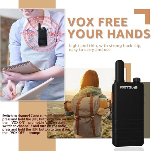 Retevis RT22P Walkie Talkie with Earpiece, New Version of RT22, Handheld 2 Way Radio Rechargeable 1620mAh, USB-C, VOX Hands Free, Ultra-Thin Walkie Talkies Mini for Outdoor Camping Skiing Gift(2 Pack) in Saudi Arabia