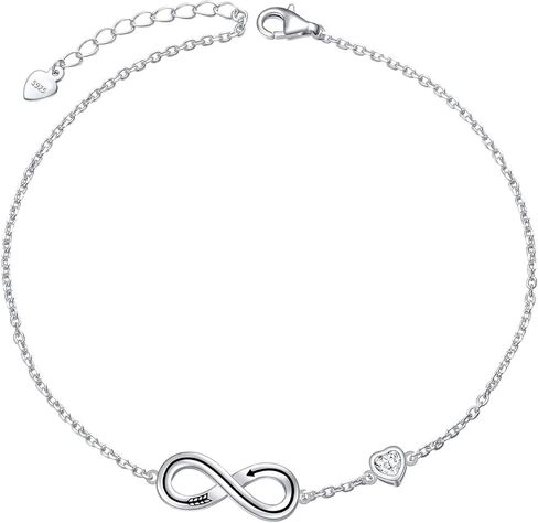 FLYOW S925 Sterling Silver Simple Barefoot Paw and Heart Chain Anklet for Women Girls Best Gifts Elegant Sexy Beach Casual Bracelet Jewelry Adjustable Foot Ankle in Saudi Arabia