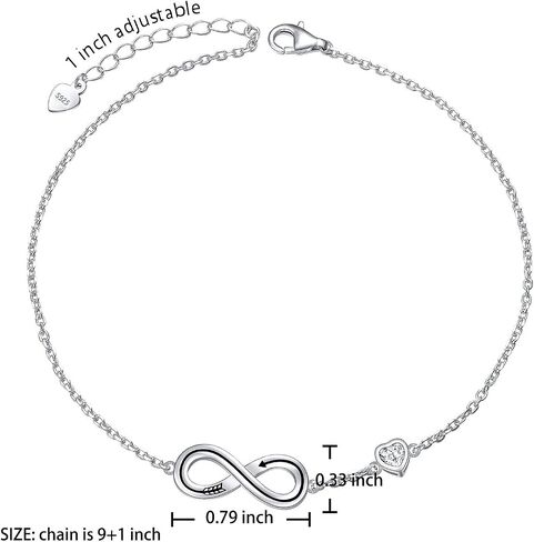 FLYOW S925 Sterling Silver Simple Barefoot Paw and Heart Chain Anklet for Women Girls Best Gifts Elegant Sexy Beach Casual Bracelet Jewelry Adjustable Foot Ankle in Saudi Arabia