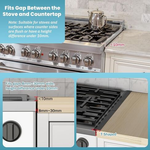 2PCS Kitchen Stove Counter Gap Covers, Stainless Steel Stove Guard, Cooktop Trim Kit, Stove Gap Guards, Oven Gap Filler, Heat Resistant & Effectively Protect Stove Gap Filler(13.8"-27.5" Black) in Saudi Arabia