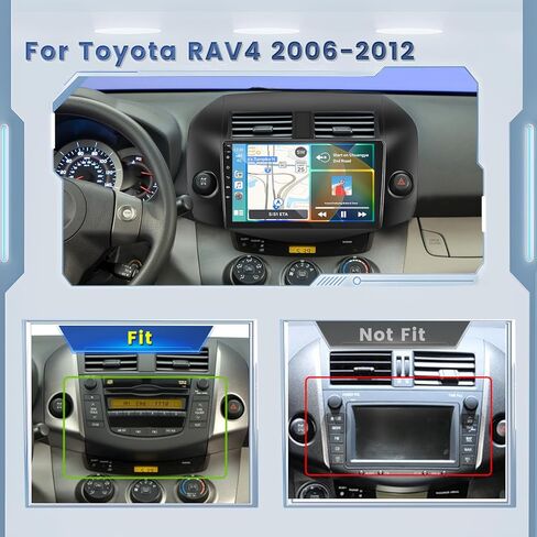 Roinvou 8 Cores 6+128G Android Car Radio for Toyota RAV4 2006-2012, 10.1" Touch Screen Carplay Android Auto with 32EQ Bluetooth WiFi GPS Navigation Mirror Link Backup Camera in Kuwait