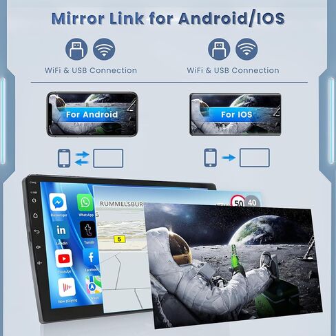 Roinvou 8 Cores 6+128G Android Car Radio for Toyota RAV4 2006-2012, 10.1" Touch Screen Carplay Android Auto with 32EQ Bluetooth WiFi GPS Navigation Mirror Link Backup Camera in Kuwait