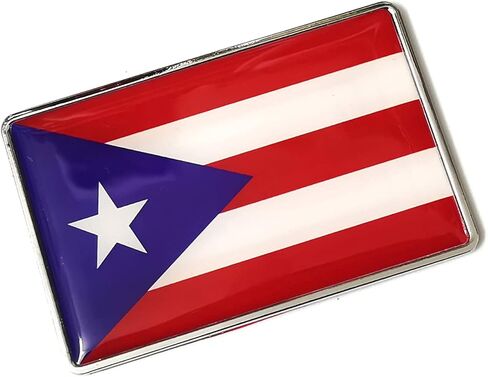 Ptdecals 1 PCS Metal 3D Puerto Rico Flag Flag Emblem Sticker Scal Pecal للسيارة Auto Car Front Frenders Window Window Trunk Boot Boot 77x50mm (أسود أبيض) in Kuwait