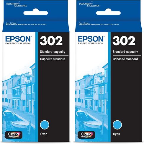 Epson 302 Claria Premium Ink High Capacity Black & Standard Color Cartridge Combo Pack (T302XL-BCS) Works with Expression XP-6000 XP-6100 in Kuwait