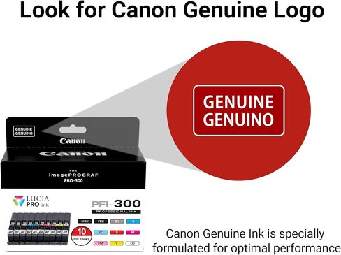 حبر Canon PFI-300 Lucia PRO، 10 خزانات حبر، متوافق مع طابعة imagePROGRAF PRO-300، متعدد، قياسي (4192C007) in Saudi Arabia