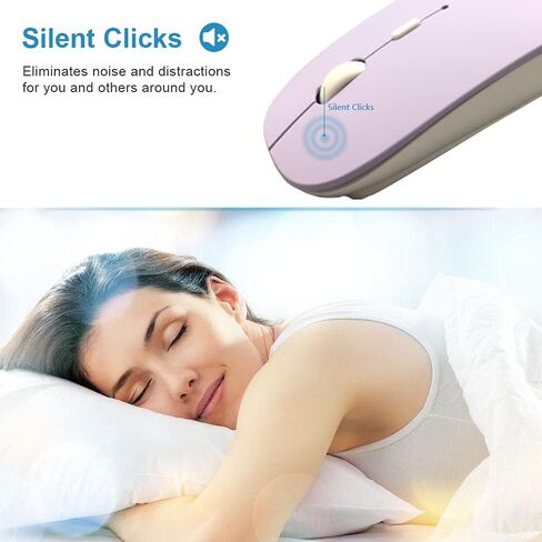 SUNGI Bluetooth Mouse for Mac/Laptop/iPad/iPhone/Android PC,Rechargable Quiet Slim Wireless Mice Compatible with OS/Windows/Linux/Tablet/MacBook Pro/MacBook Air,Silver in Kuwait