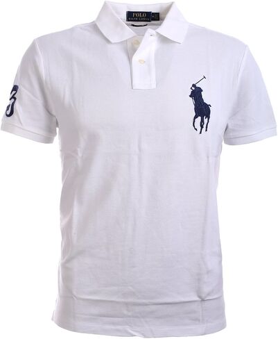 Polo Ralph Lauren Mens Big Pony Custom Slim Fit Mesh Polo Shirt (Small, Grey Heather) in Saudi Arabia