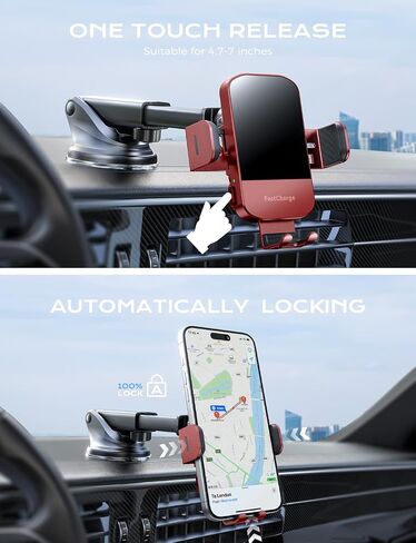 CHGeek 15W Wireless Car Charger - Smart & Fast Charging, Enhanced Suction Power, Robust Auto-Clamping for Secure Mounting - Perfect for iPhone 15/14/13/12 & Samsung Galaxy S23/S22/S20, etc in Kuwait