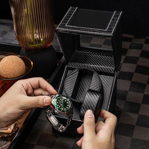 Watch Winder for Automatic Watches,Automatic Watch Winder Box,Double Watch Winder for Women's and Men's Watches with Quiet Japanese Mabuchi Motor (Style-1 Black) in Saudi Arabia