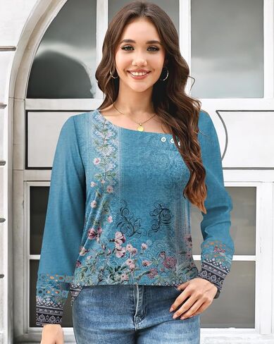 Disamer Womens Tops Long Sleeve T Shirts Dary Disdy Tunic Tops 2025 Fall Fashion Square Dept Bunge Tees Tees in Kuwait