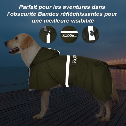 Waterproof Dog Coat for Small to Medium Dog Raincoat Apparel, Dog Raincoat Poncho Waterproof Dog Clothes Pet Jacket Dog Raincoats Jacket for Small to Medium Dogs(Red,3XL) in Kuwait