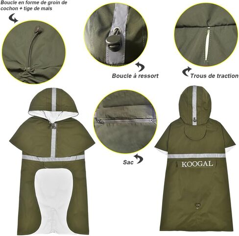 Waterproof Dog Coat for Small to Medium Dog Raincoat Apparel, Dog Raincoat Poncho Waterproof Dog Clothes Pet Jacket Dog Raincoats Jacket for Small to Medium Dogs(Red,3XL) in Kuwait