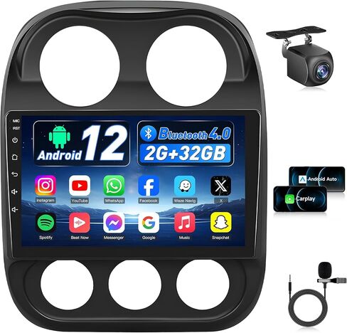 راديو سيارة Android 11 2G+32G لسيارة Jeep Patriot Compass 2010-2016، شاشة لمس IPS 1280x800 10.1 بوصة مع Carplay لاسلكي وAndroid Auto، مع GPS 5.0 Bluetooth SWC WiFi DSP لراديو Jeep Patriot in Kuwait