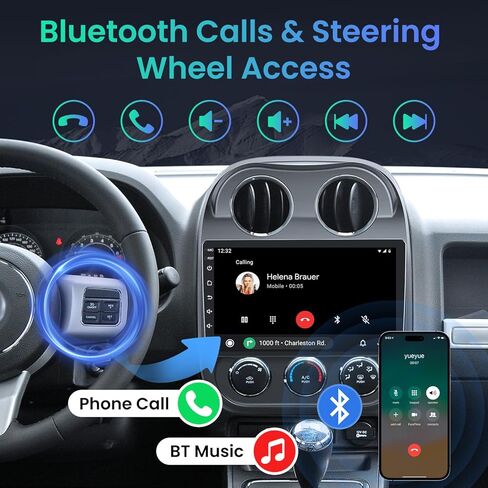 راديو سيارة Android 11 2G+32G لسيارة Jeep Patriot Compass 2010-2016، شاشة لمس IPS 1280x800 10.1 بوصة مع Carplay لاسلكي وAndroid Auto، مع GPS 5.0 Bluetooth SWC WiFi DSP لراديو Jeep Patriot in Kuwait