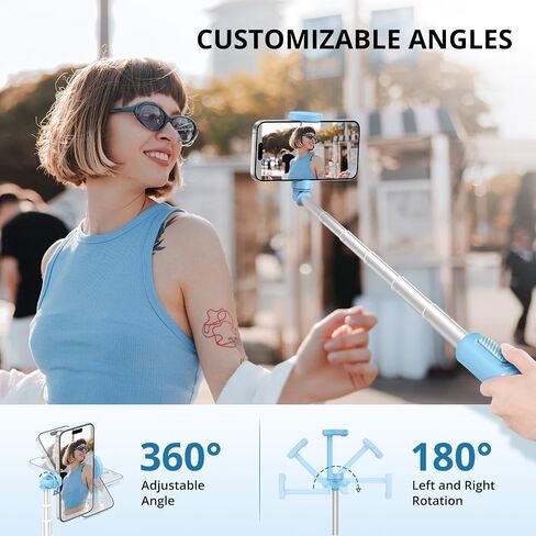 ATUMTEK 60" Selfie Stick Tripod, All-in-One Extendable Phone Tripod with Bluetooth Remote, Storage Bag Included, for iPhone and Android Phone Selfie, Video Recording, Vlogging, Live Streaming, Purple in Kuwait