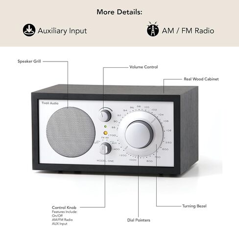 Tivoli Audio model One Am/ fm Table Radio, Classic/ Walnut, 2.4 Lb in Kuwait