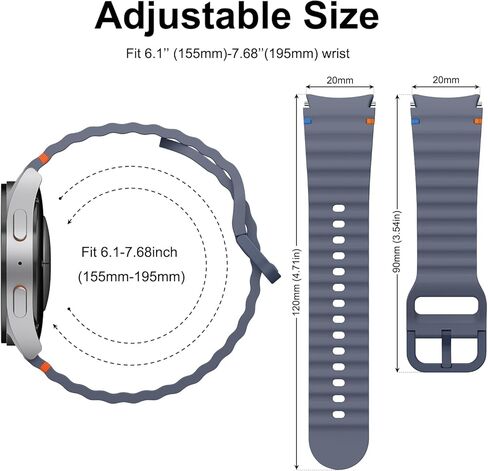 أشرطة Meliya No Gap متوافقة فقط مع Samsung Galaxy Watch 4/5/6 Band 40mm 44m/Galaxy Watch 5 Pro Band 45mm/Watch 4 Classic Band 42mm 46mm/Watch 6 Classic Band 43mm 47mm، 20mm أساور رياضية من السيليكون الناعم للنساء والرجال in Kuwait