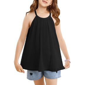 Ivicoer Girls Flowy Tops Cute Summer Sleeveless Shirts Kids Fashion Halter Tops Size 3-10 Years in Kuwait