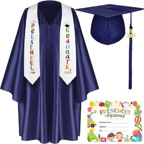 Sureio 6 Pcs Kindergarten Preschool Graduation Cap and Gown with 2025 Tassel Graduation Stole Certificate for Toddler Kids in Kuwait