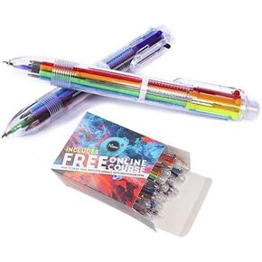 Multicolor Pens - 24 Pack of 6-in-1 & 12 Pack of 10-in-1 Retractable Ballpoint Pens - 6 Vivid Colors in Every Pen - Best for Smooth Writing - Back to School Supplies By Hieno (24 Pack 6 in 1 Pens)