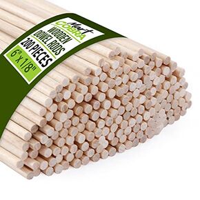 Wooden Dowel Rods Assorted 1/8 Inch x 6", 200 Wood Dowels, Wooden Dowels for Crafts, Precut Dowels for Crafting, Hardwood Dowel Rod, Wooden Rod Sticks Doweling Rods, Cake Dowels for Tiered Cakes