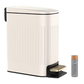 BETHEBEST 1.6 Gallon Small Step Trash Can with Lid,Compact Rectangular Garbage Can with Removable Liner Bucket for Bathroom,Bedroom,Office,Black